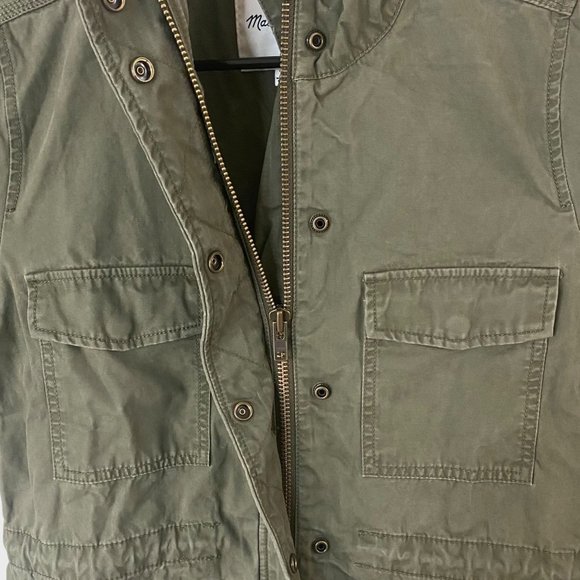Madewell Surplus Jacket Women's Small Army Green Utility Full-Zip Long-Sleeve - Picture 6 of 14